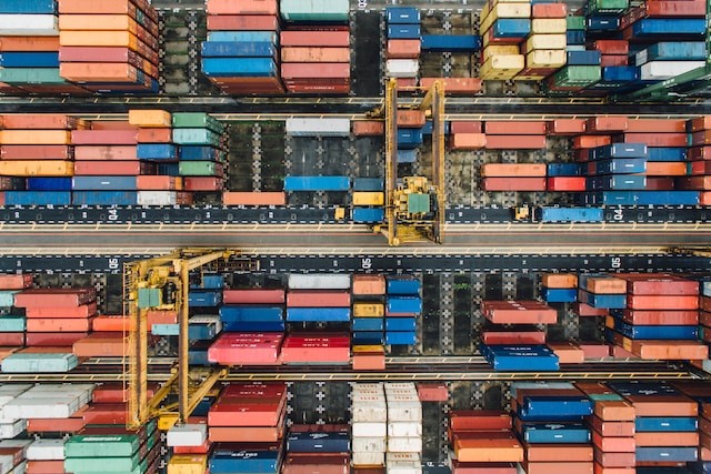 Image of multiple containers at a port